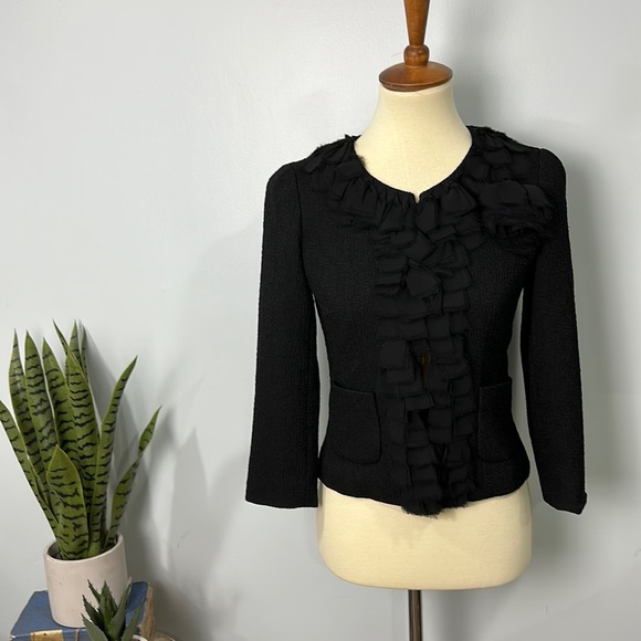 Ann Taylor Black Ruffle Blazer - Picture 1 of 9